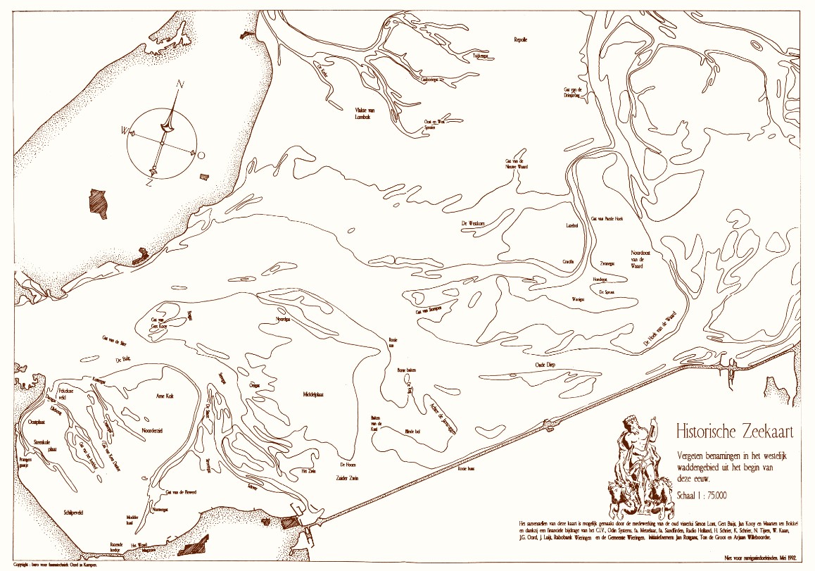 Historische Zeekaart Waddenzee Wieringen